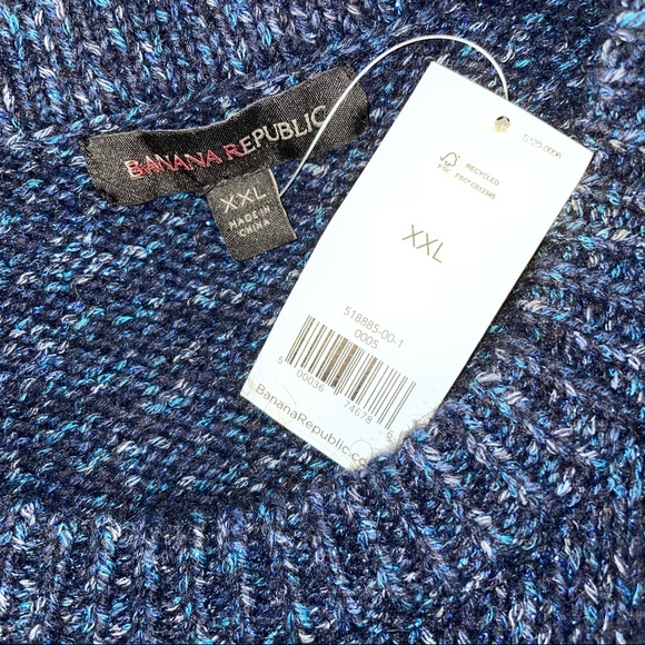 NWT Banana Republic Blue Marled Puffed Sleeve Marled Crew Neck Sweater. Size XXL - Picture 5 of 7